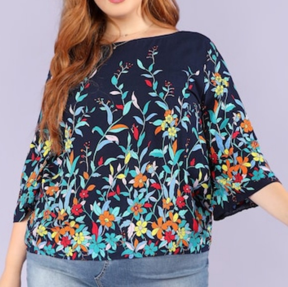 Plus Size Vibrant Garden Blouse - Picture 2 of 5